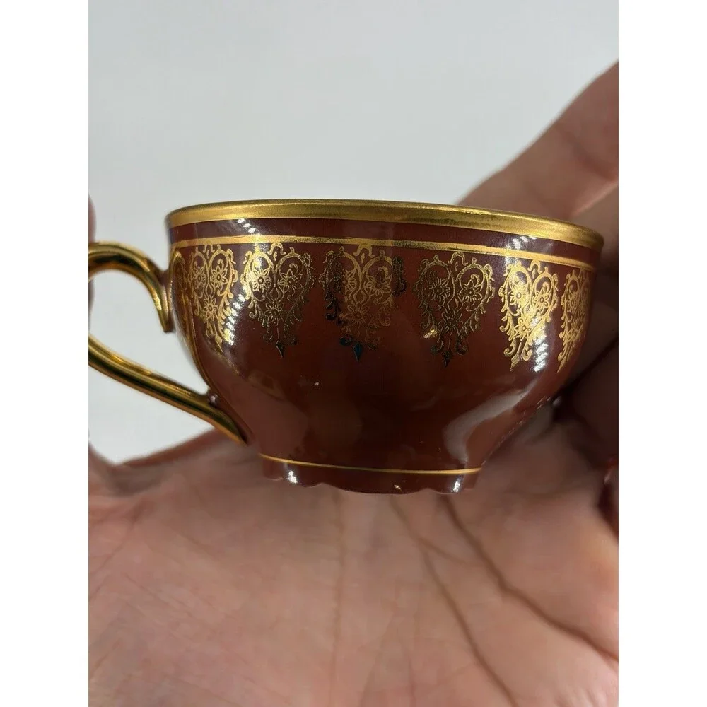 Antique MZ Moritz Zdekauer Tea Cup & Saucer Hand Painted 